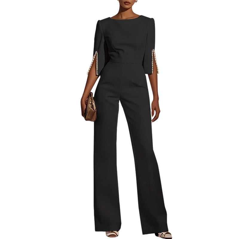 New Arrival✨🌸 Slim-Fit Wide-Leg Jumpsuit with Beaded Detail