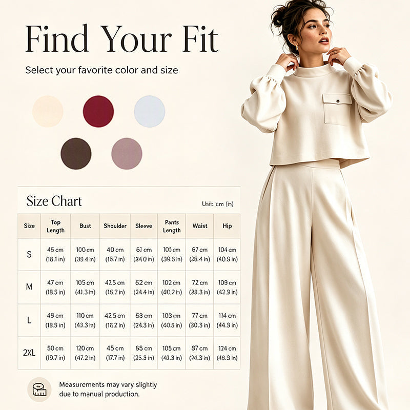⌛Limited-Time Offer-Women's Casual Cropped Top & Wide Leg Pants Set