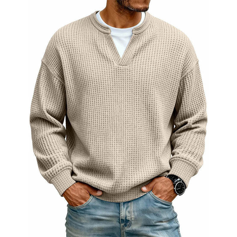 Men's fake Waffle Knit 2-in-1 Full Sleeve T-Shirt