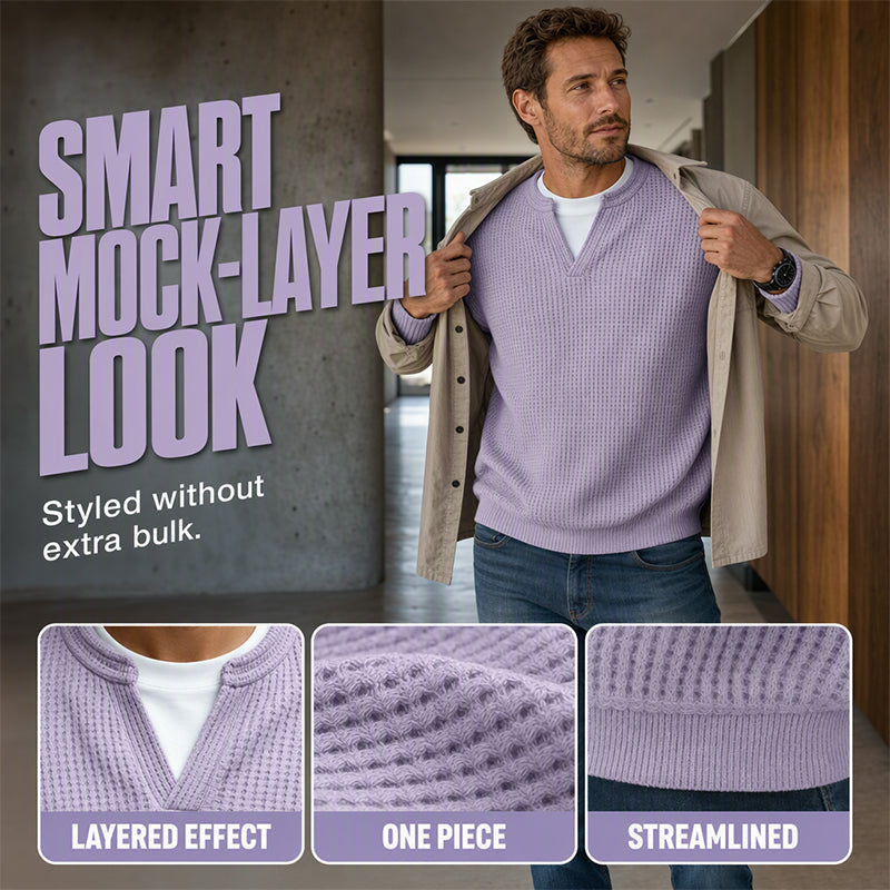 Men's fake Waffle Knit 2-in-1 Full Sleeve T-Shirt