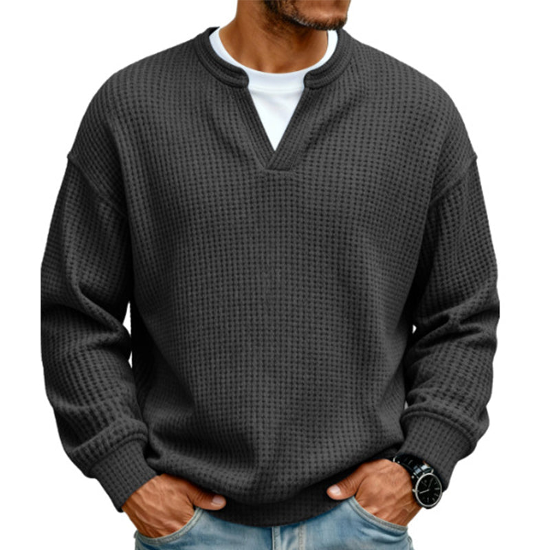 Men's fake Waffle Knit 2-in-1 Full Sleeve T-Shirt