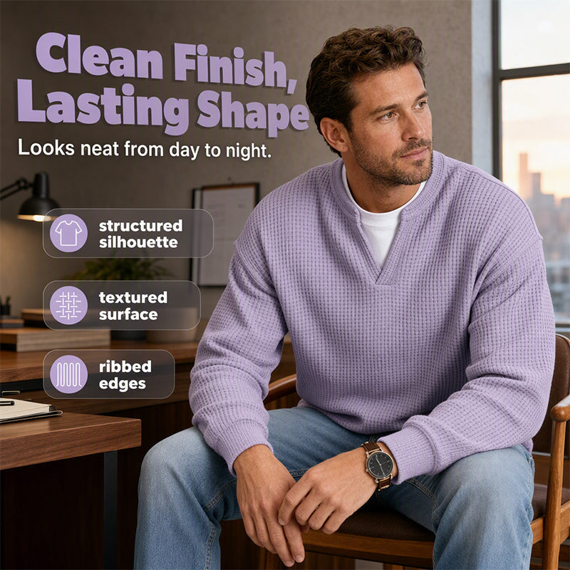 Men's fake Waffle Knit 2-in-1 Full Sleeve T-Shirt
