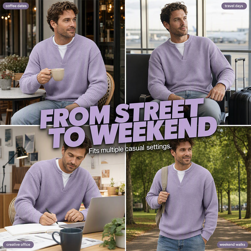 Men's fake Waffle Knit 2-in-1 Full Sleeve T-Shirt