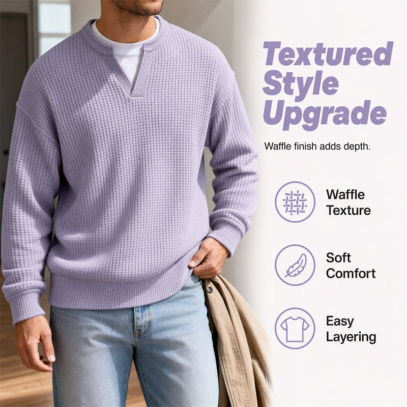 Men's fake Waffle Knit 2-in-1 Full Sleeve T-Shirt