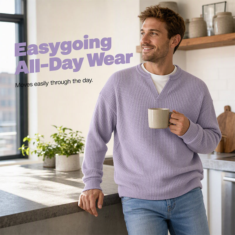 Men's fake Waffle Knit 2-in-1 Full Sleeve T-Shirt
