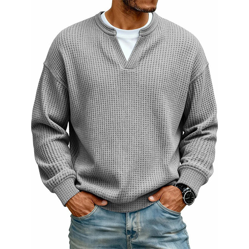 Men's fake Waffle Knit 2-in-1 Full Sleeve T-Shirt