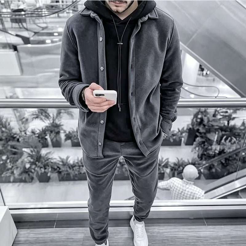Men's Cozy Warm Shirt and Pants Lounge Set