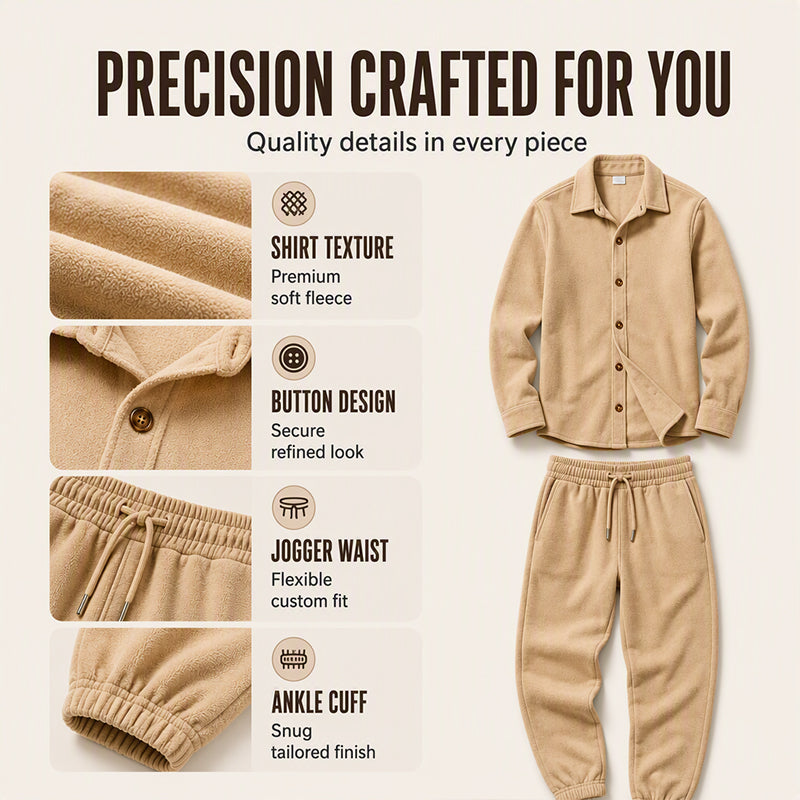 Men's Cozy Warm Shirt and Pants Lounge Set