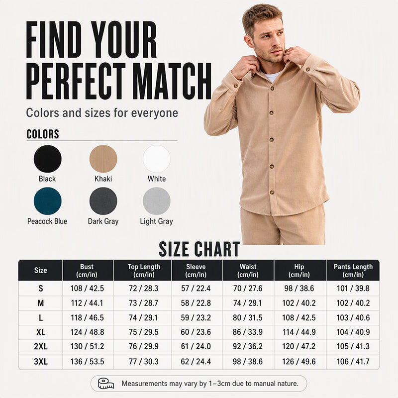 Men's Cozy Warm Shirt and Pants Lounge Set
