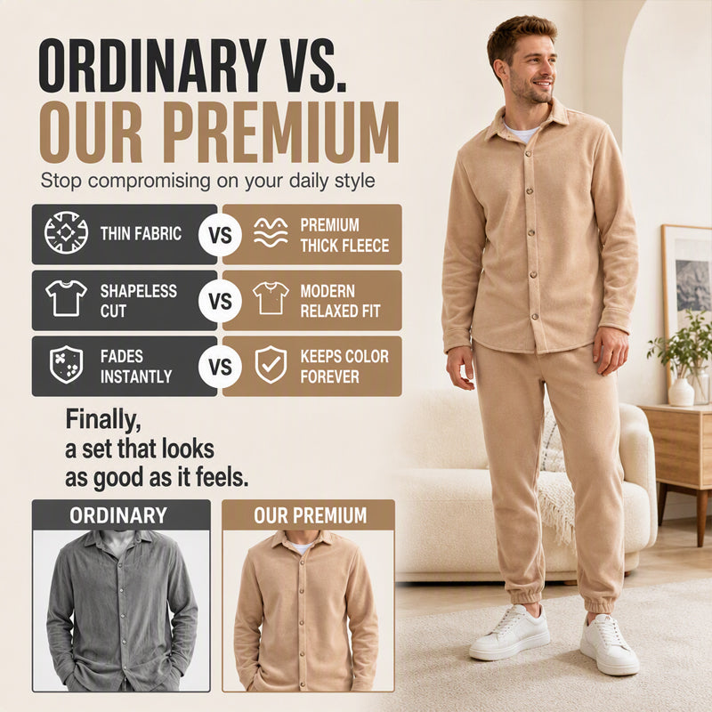 Men's Cozy Warm Shirt and Pants Lounge Set