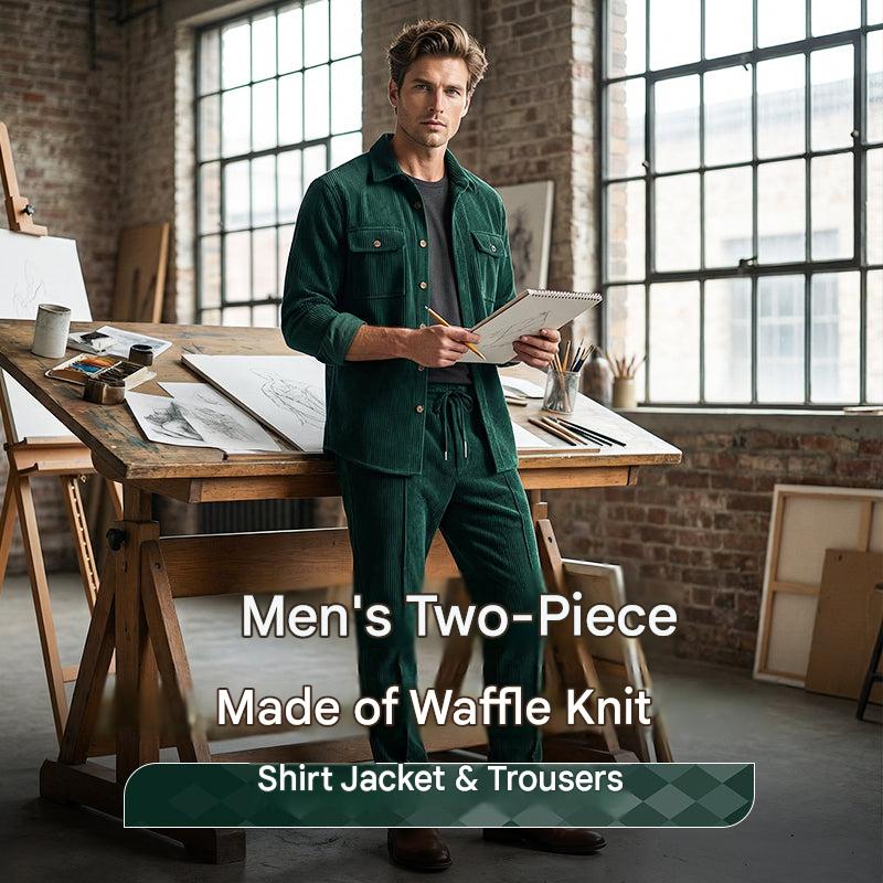🏃‍♀️ Snapped up in a heartbeat – don't hesitate! 🔥 Men's Waffle Button-Down Jacket and Pants Set