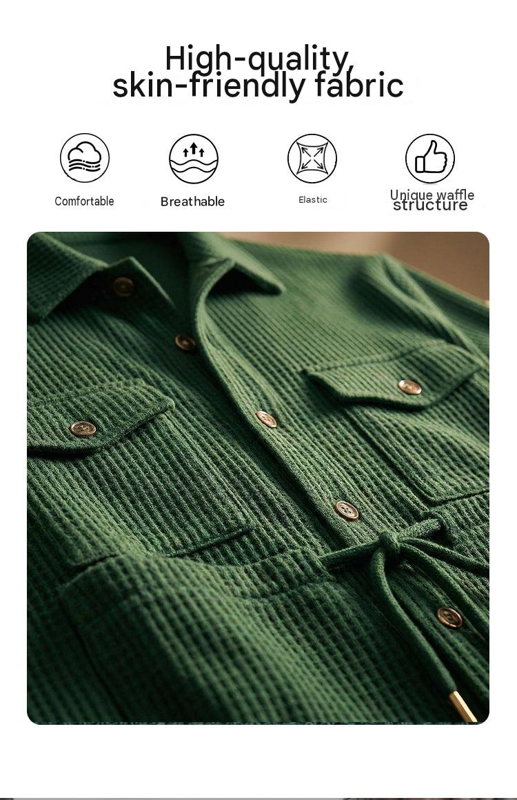 🏃‍♀️ It's selling out fast – don't hesitate! 🔥 Men's Waffle Button-Down Jacket and Pants Set