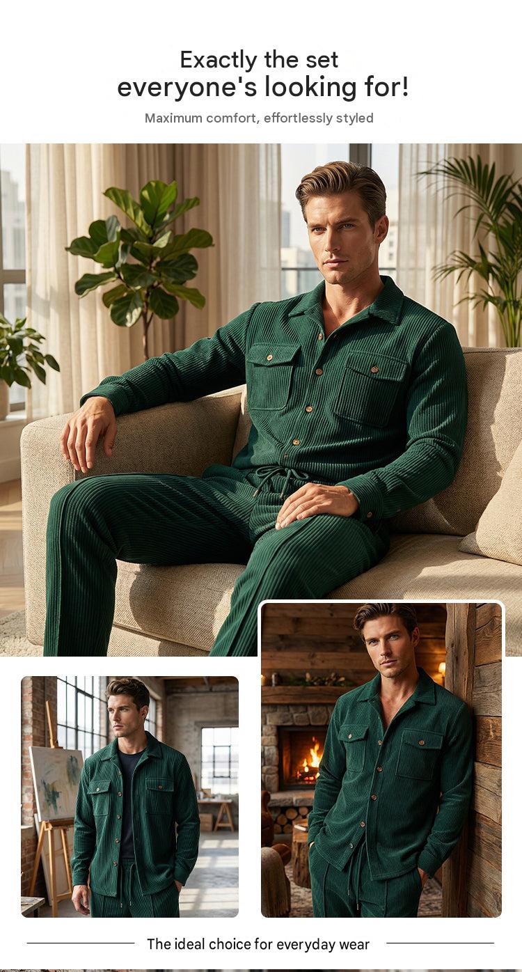 🏃‍♀️ It's selling out fast – don't hesitate! 🔥 Men's Waffle Button-Down Jacket and Pants Set