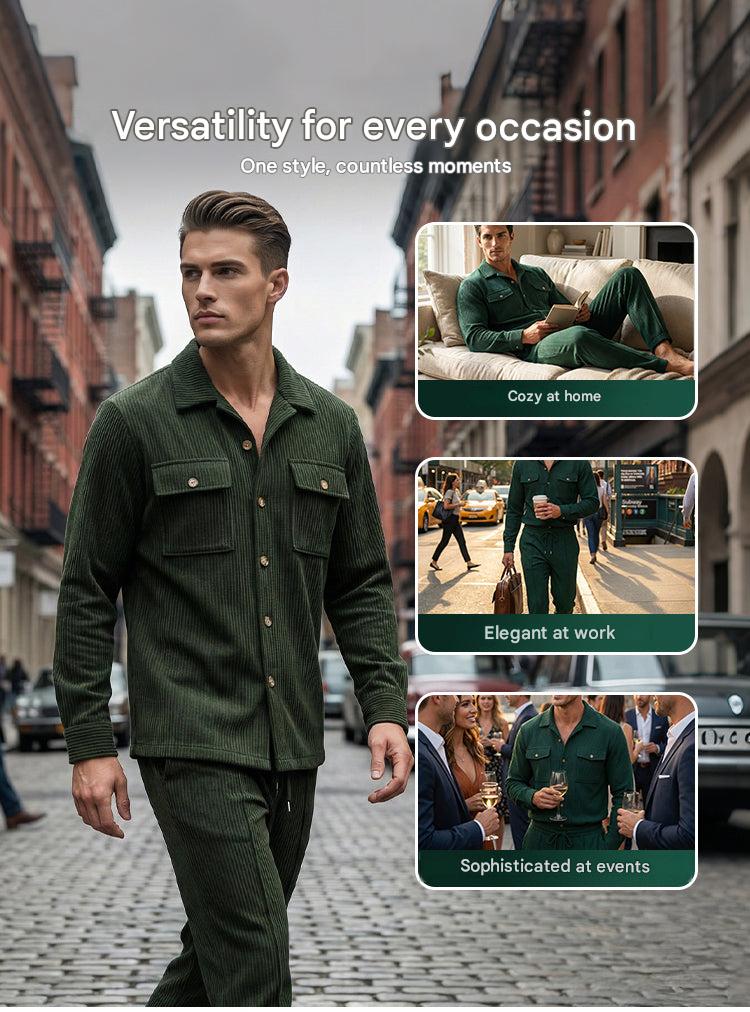 🏃‍♀️ It's selling out fast – don't hesitate! 🔥 Men's Waffle Button-Down Jacket and Pants Set