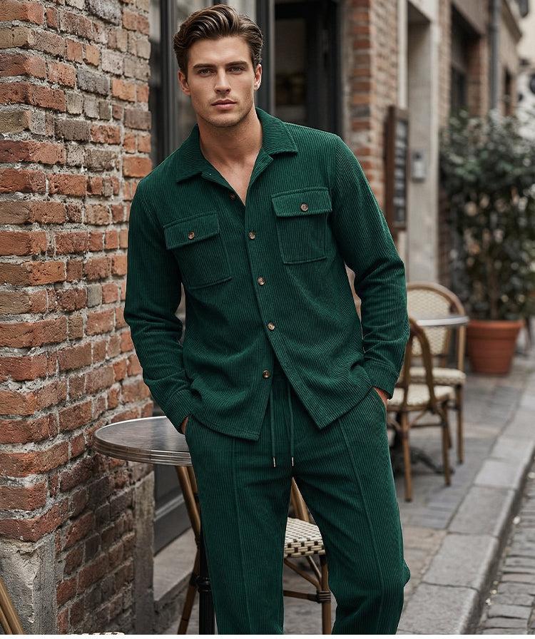 🏃‍♀️ It's selling out fast – don't hesitate! 🔥 Men's Waffle Button-Down Jacket and Pants Set